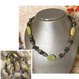 Moss Agate/ Green Jasper Natural Stone Beaded Necklace